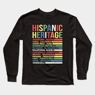 Hispanic Heritage Month 2023 National Latino Countries Flag Long Sleeve T-Shirt